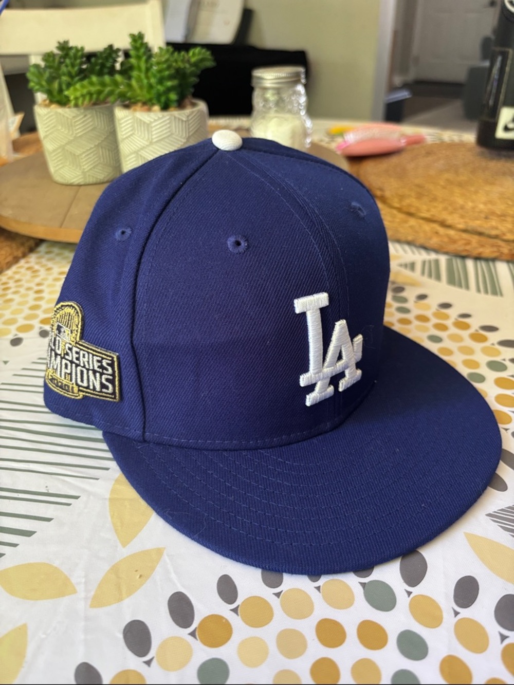 New Era Los Angeles Dodgers Navy and White Fitted Cap with Champions Patch